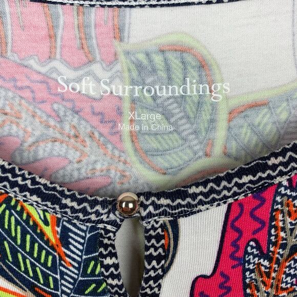 New Soft Surroundings Tigerwood Placed Print Tunic Top Floral Shirt Women's XL - Picture 5 of 9